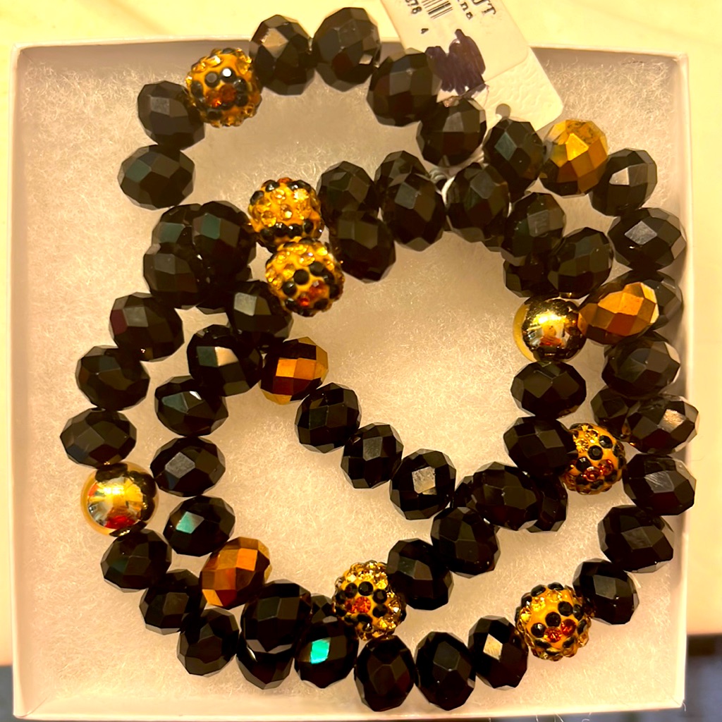 Black And Gold Stretch Bracelets 6$